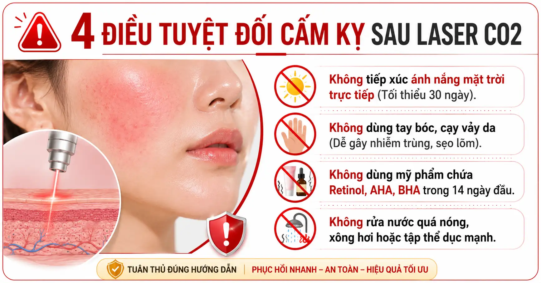 Cam kỵ can nho giup biet sau laser co2 phai lam gi de tranh bi seo thâm
